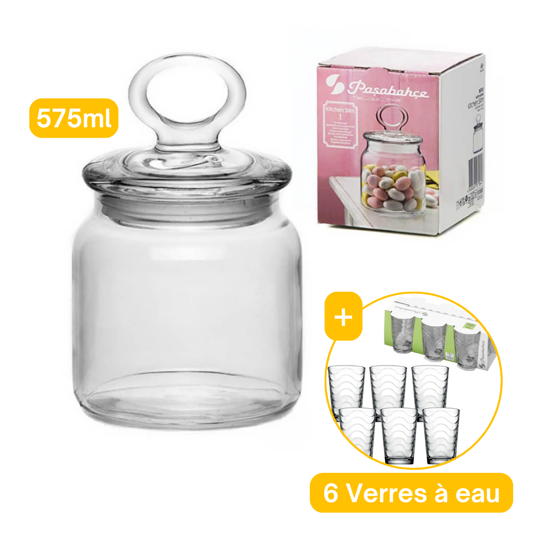 Bocal de cuisine 575 ml + 6 Verres à eau