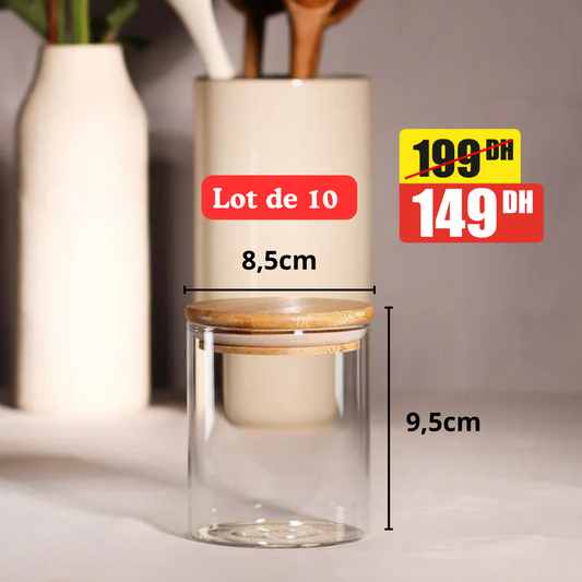 Lot de 10 bocaux en verre 450ml