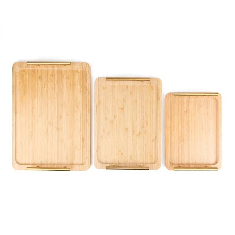 Lot de 3 Plateaux en bambou moderne