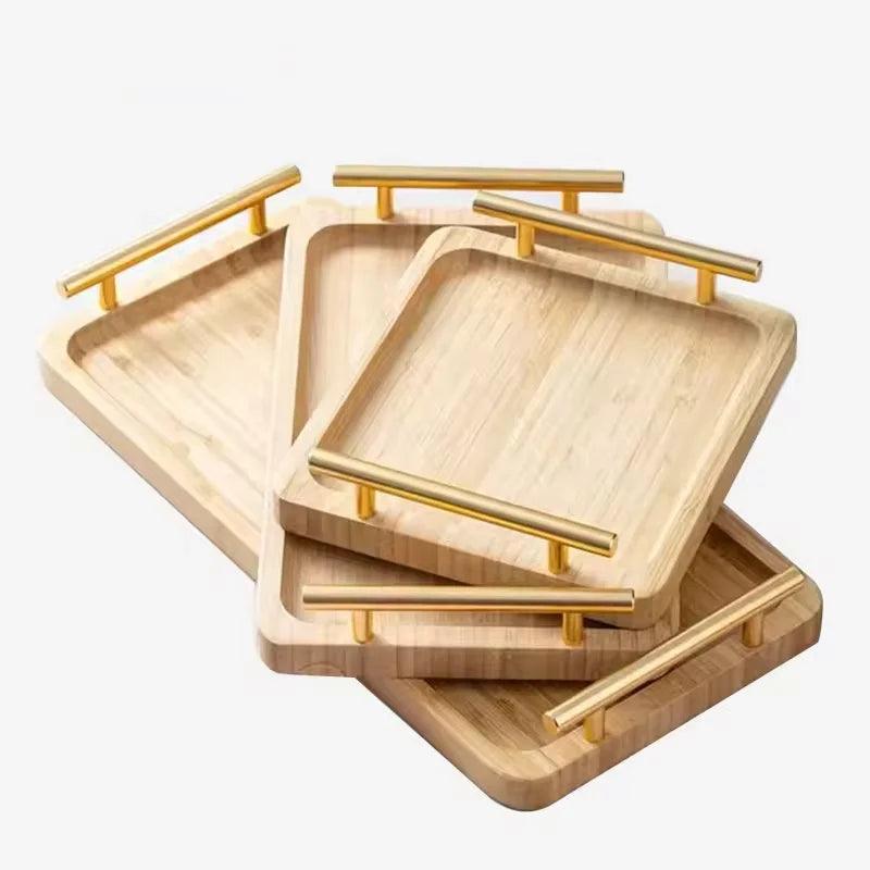 Lot de 3 Plateaux en bambou moderne