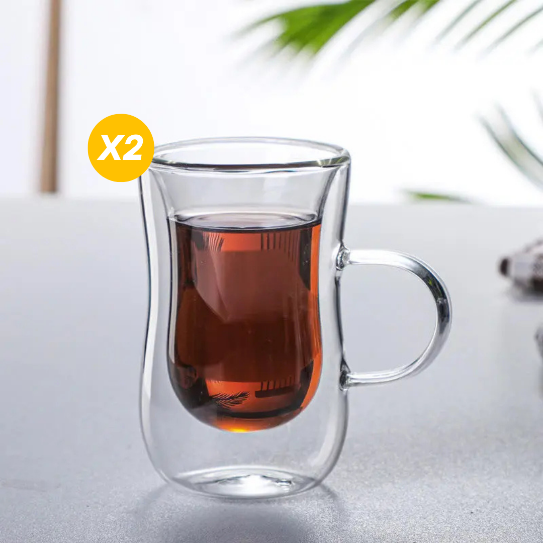 Lot de 2 tasses à café turque double paroi 100ml