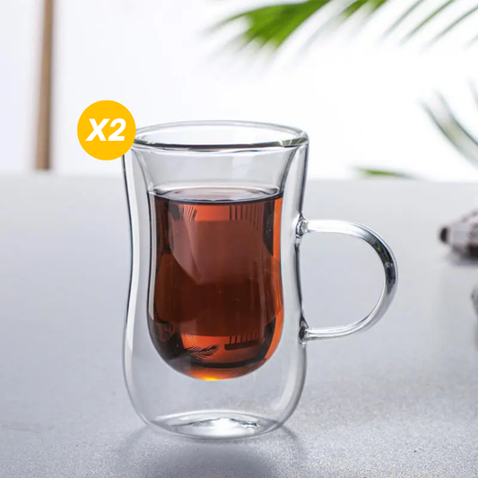 Lot de 2 tasses à café turque double paroi 100ml