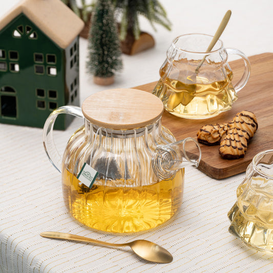 Théière en Verre Modèle Tranché 1000 ml avec Passoire